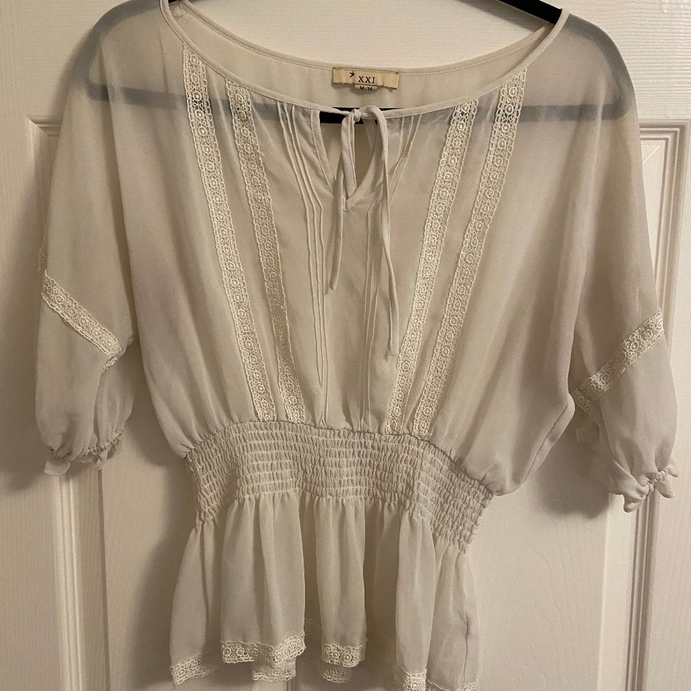 Forever 21 White Embroidered top